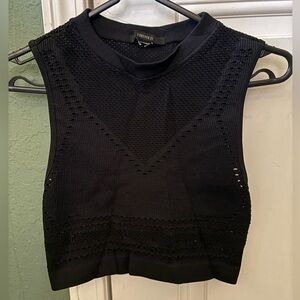 Forever 21 Black Textured Crop Top